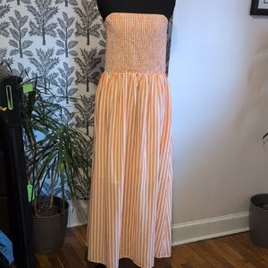 Grace Karin Orange and White Strapless Dress